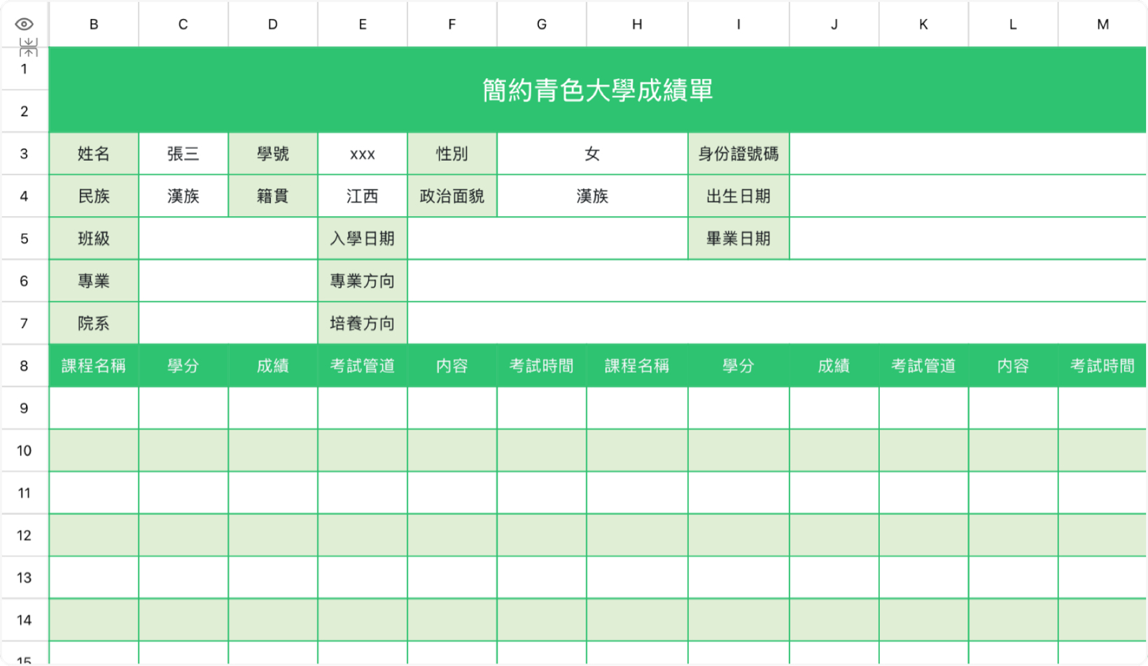 簡約大學成績單 1